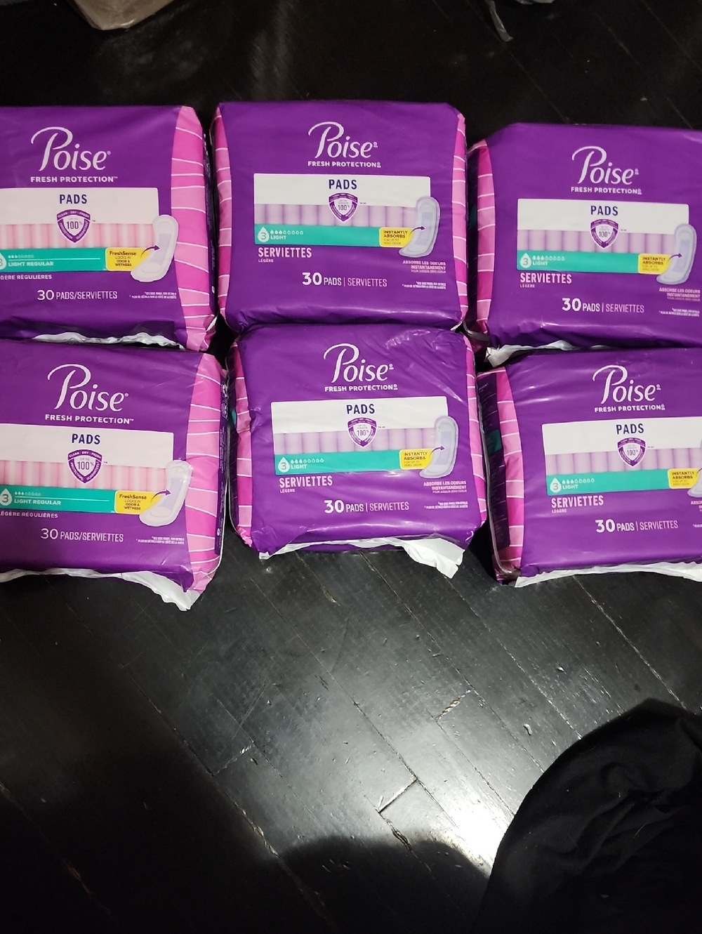 Poise Pads - Purple Packaging, 30-Count (Pack of 6)